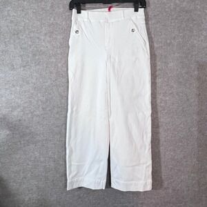 Spanx Stretch Twill Wide Leg Crop Pants Womens S White High Rise Sailor Resort